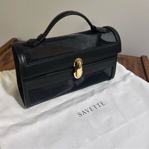 Savette Black Mesh Symmetry Clutch